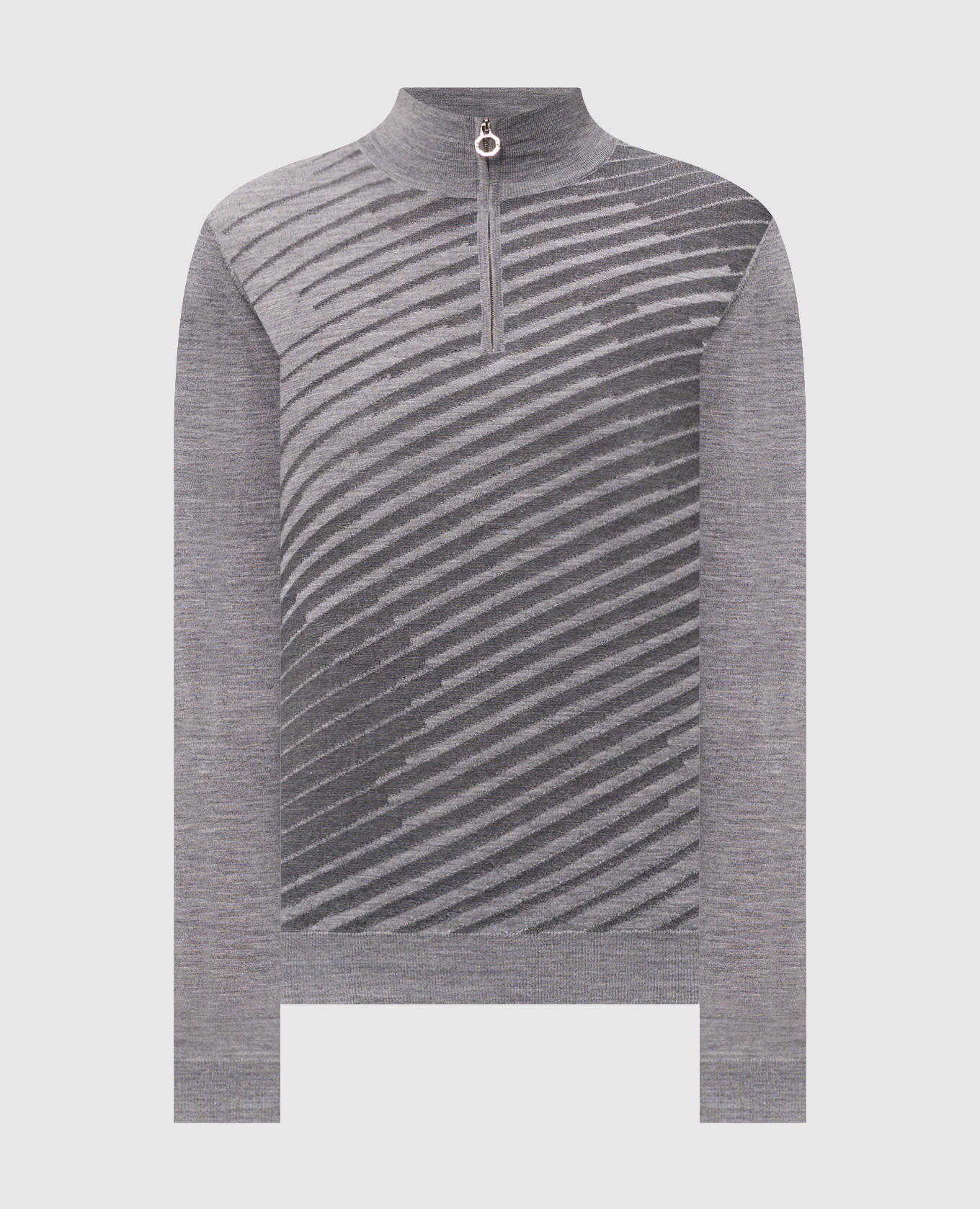 Grey striped wool, silk and cashmere jumper