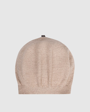 Brunello Cucinelli Beige cashmere hat with monil chain M12202889