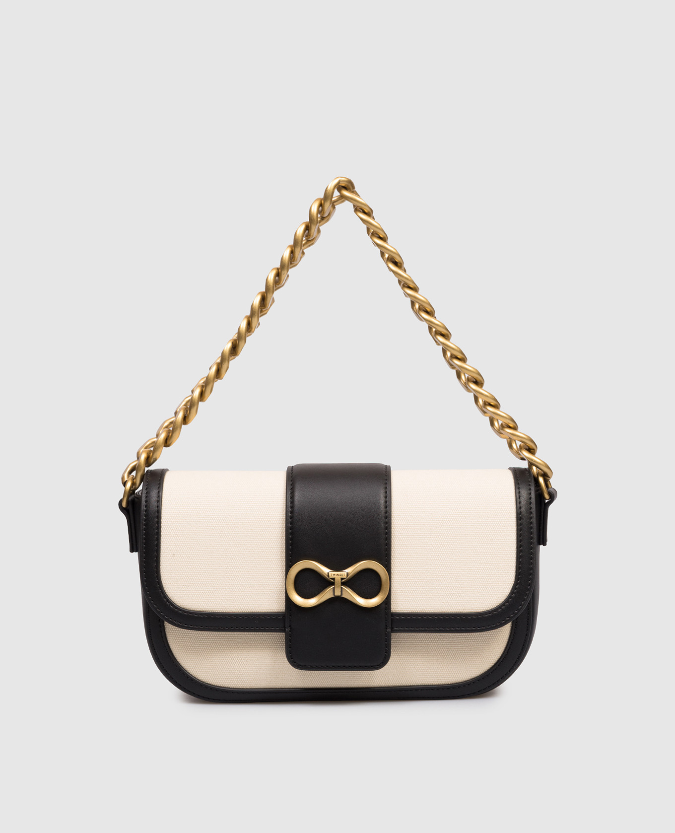 

Beige saddle bag with emblem Twinset