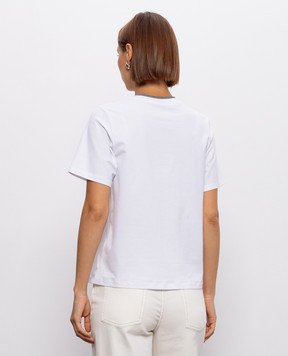 Peserico White T-shirt with a monil chain A06864J000079