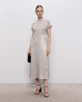 Peserico Gray midi dress with monil chain A0221001819