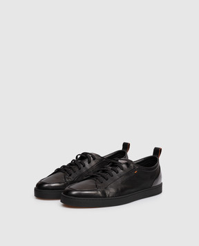 Santoni Black leather sneakers MBNO22184NEATFRI