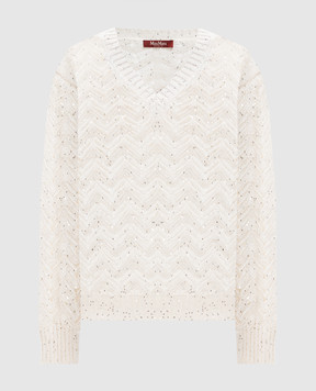 Max Mara White FELINO pullover with sequin pattern MSTFELINO