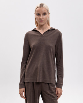 Max Mara COMICA brown hoodie with silk MXMCOMICA