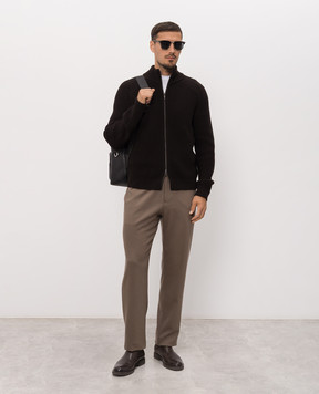 Peserico Brown wool cardigan R59560F0509044