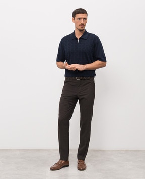 Bertolo Cashmere Blue patterned silk polo shirt 9023350024255860