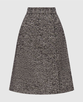 Dolce&Gabbana Gray skirt with wool and silk F4DE7TFMZAK
