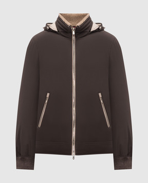 Brunello Cucinelli Brown down jacket with contrasting trim MV4061606