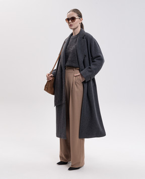 Max Mara ARIA gray yak wool sweater with scarf SMMARIA