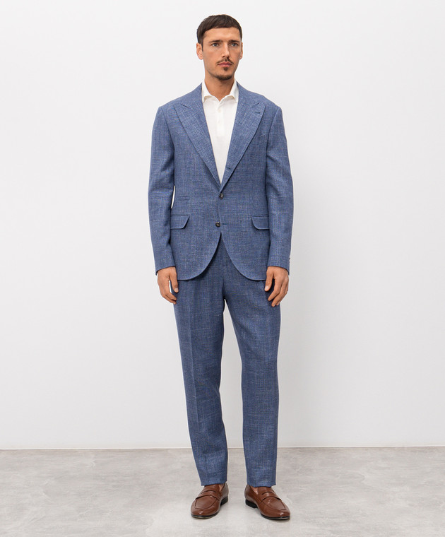 Brunello Cucinelli - Blue suit made of wool, silk and linen