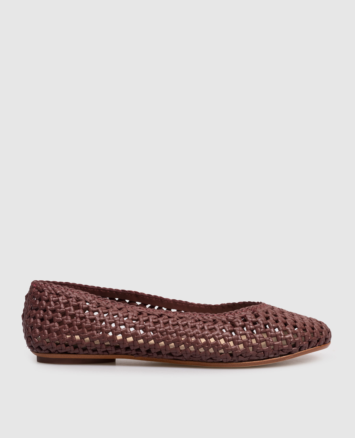 Burgundy leather braided ballet flats