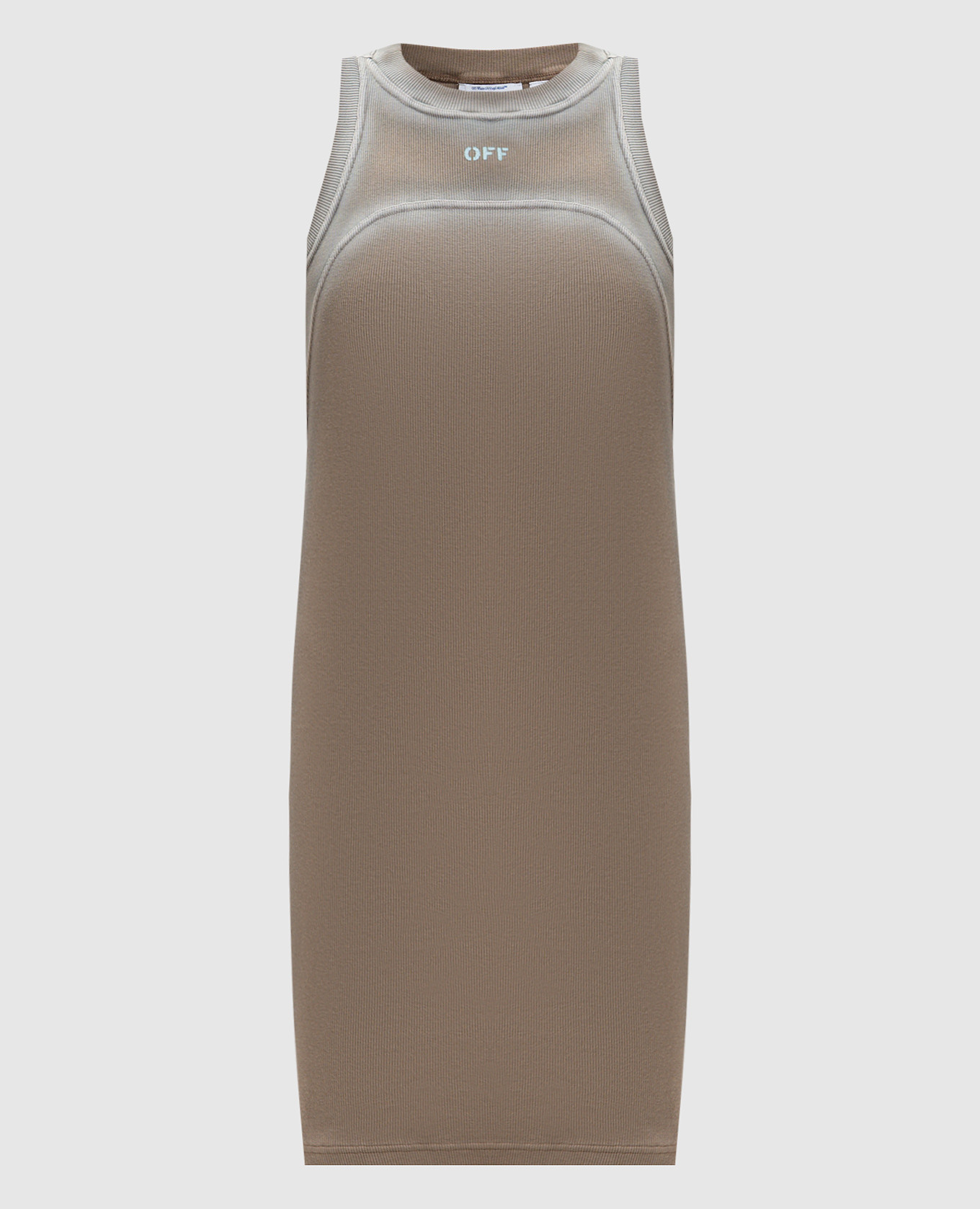 Brown Spray Off Dress Off-White