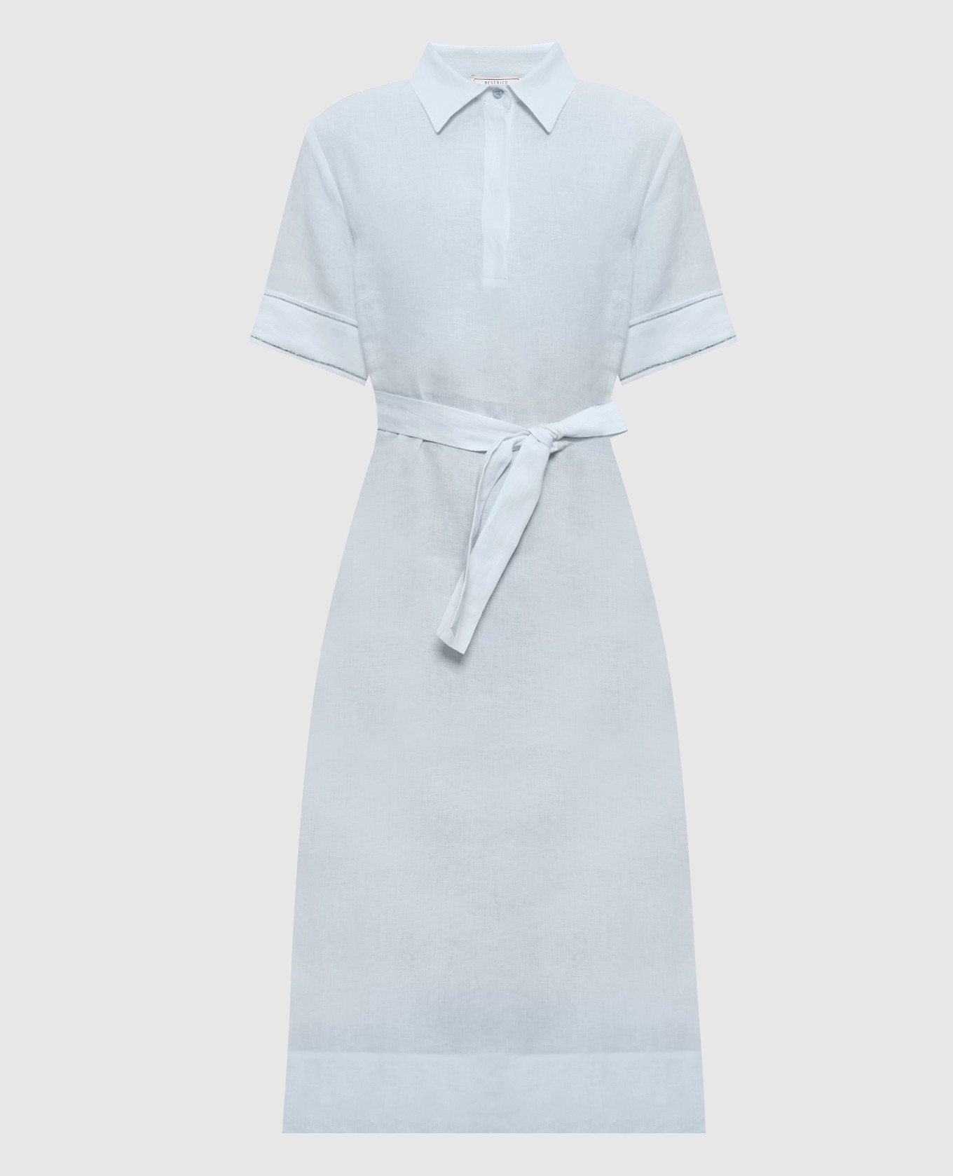 Blue linen dress with monil chain
