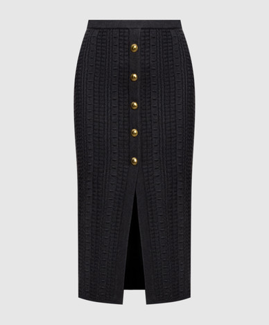Grijze midi-rok met textuurpatroon