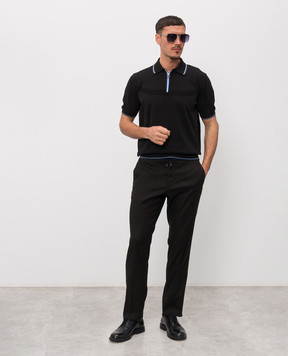 Stefano Ricci Black polo with contrast piping K616448P31F26115