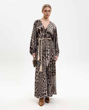 Momoni Brown silk maxi dress FRANCISCO MODR010MO03