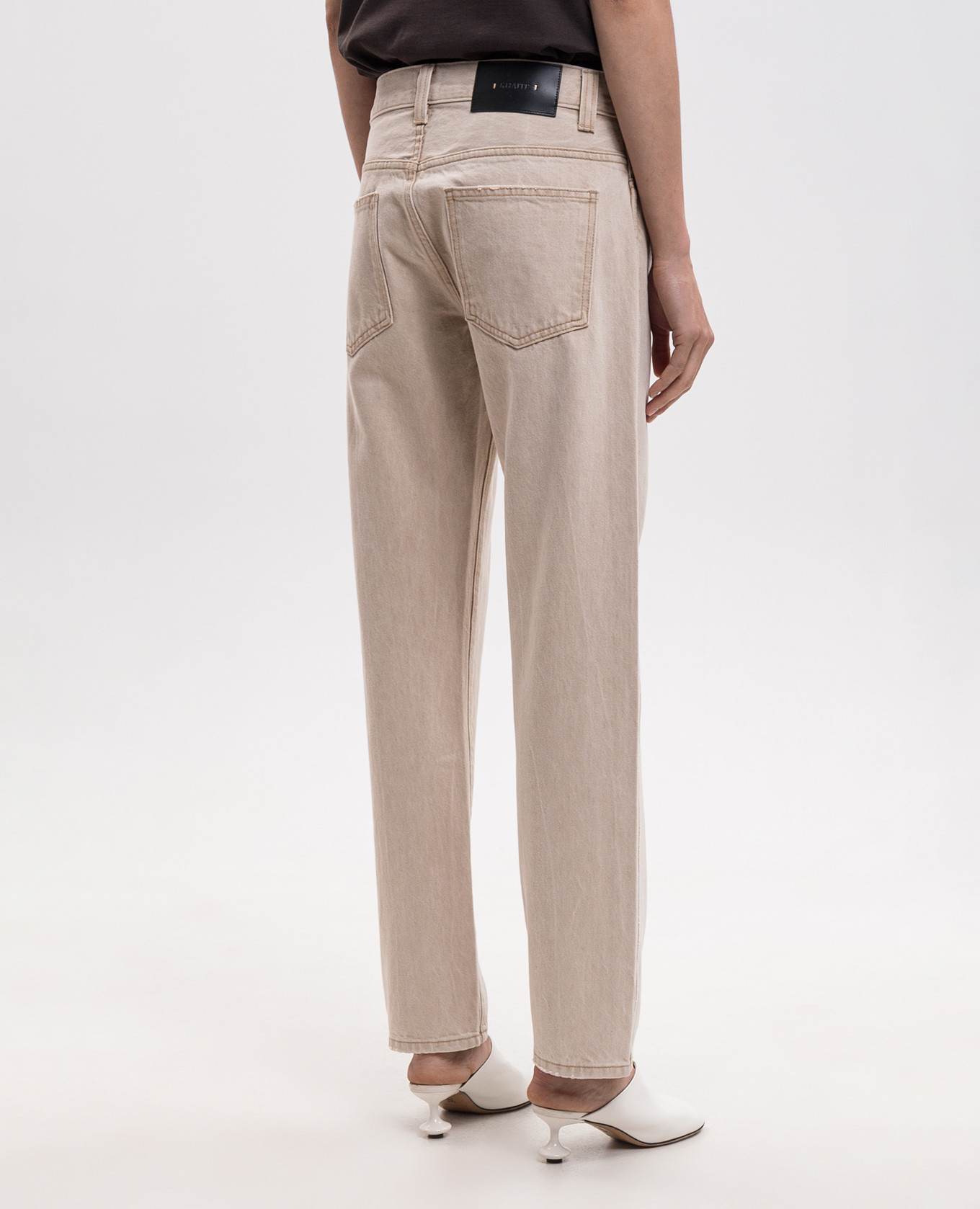 Beige Callum jeans with logo patch Khaite 4