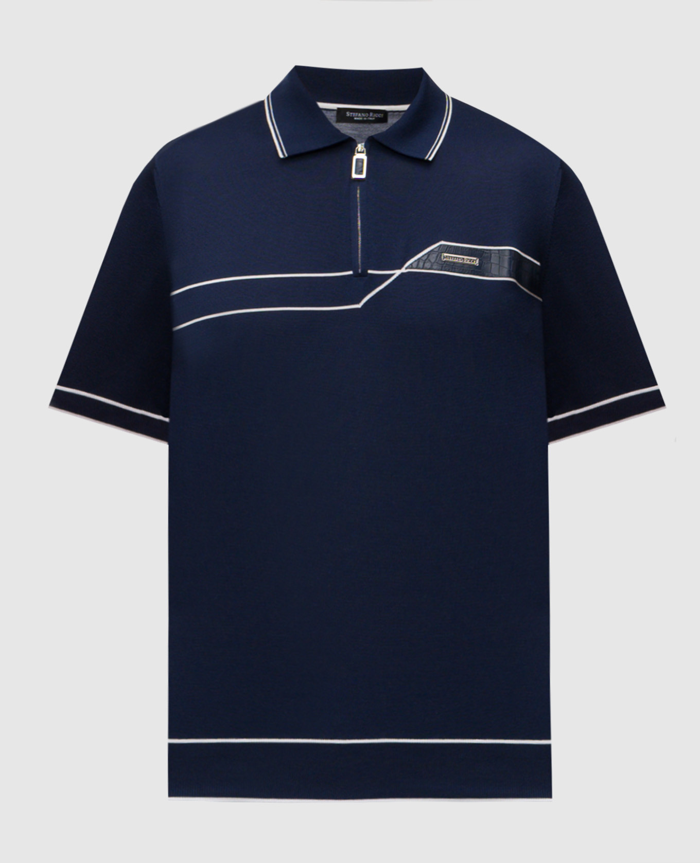 

Blue silk polo shirt Stefano Ricci