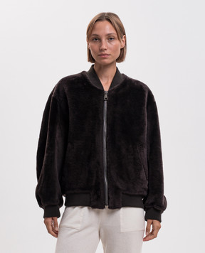 Simonetta Ravizza Lucy brown bomber style sheepskin coat F06JA395H21