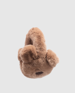 Yves Salomon Enfant Children's brown rabbit fur headphones 27WEA310XXREXX
