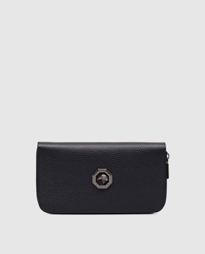 Stefano Ricci Blue leather clutch wallet with metal emblem PP312UVD