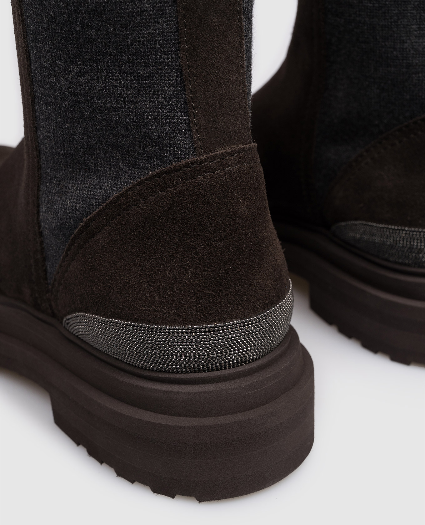 Brown suede Chelsea boots with monil chain Brunello Cucinelli 5