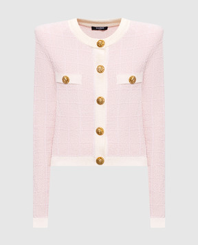 Balmain Pink tweed cardigan GF1KL000KJ48