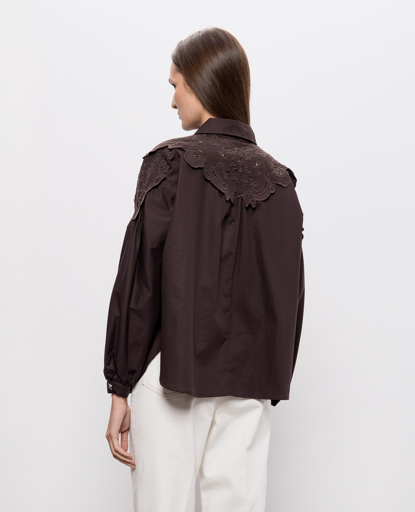 Brown shirt with broderie embroidery Twinset 4