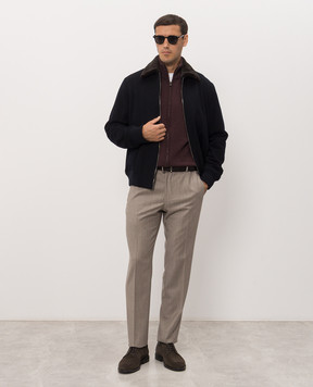 Be Florence Blue wool jacket with mink fur BE26M17