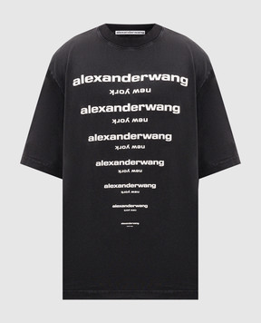 Alexander Wang Black T-shirt with contrast logo print UCC3261924m