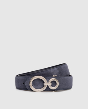 Stefano Ricci Blue suede belt with emblem N381SDC579P