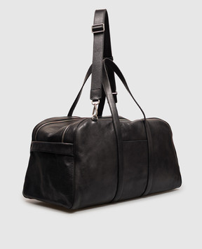 Orciani Black leather travel bag with textured logo P00761LGN