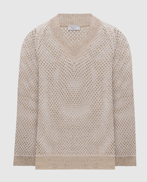 Peserico Beige openwork pullover with linen A99028F079106B