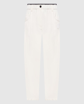 Brunello Cucinelli Ivory pants with monil chain MA126P9330