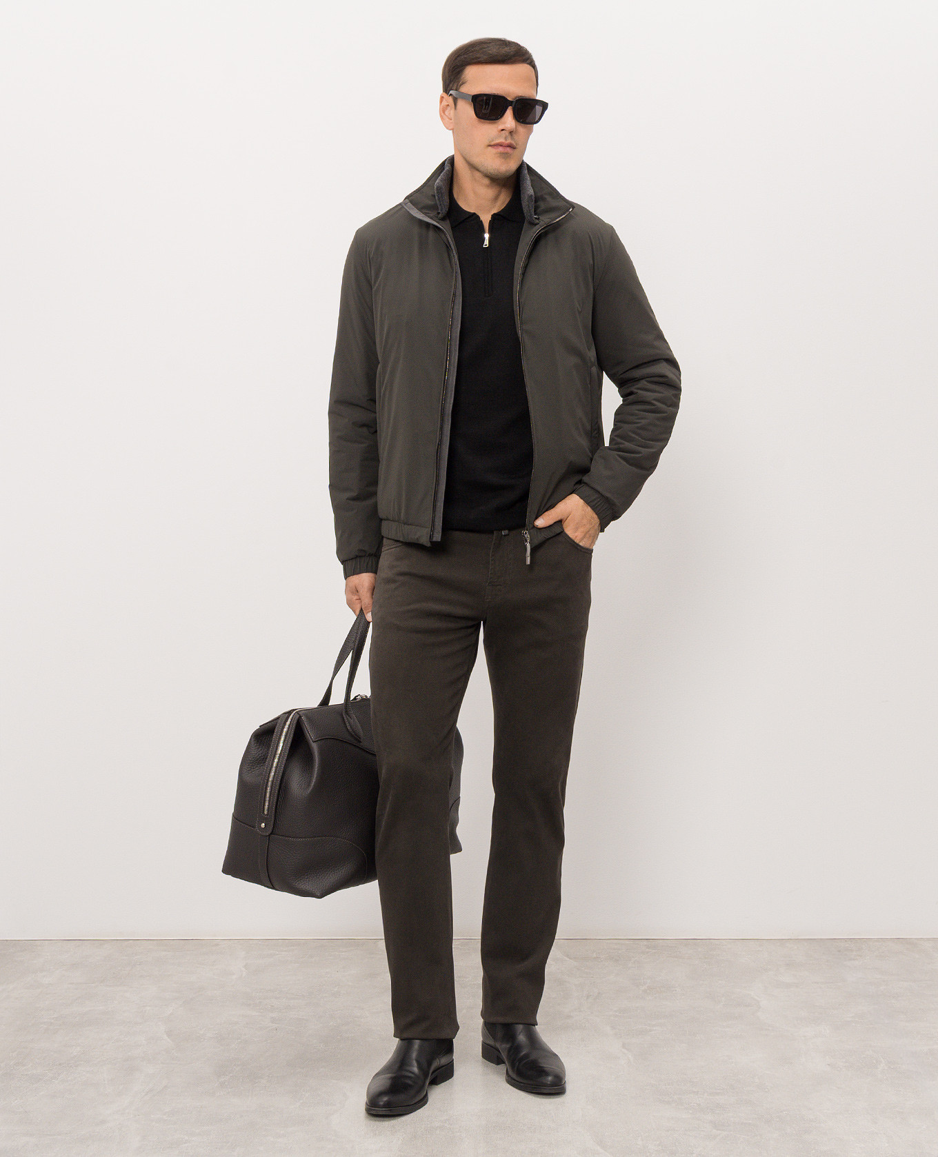 Brown jeans with logo patch Kiton 2