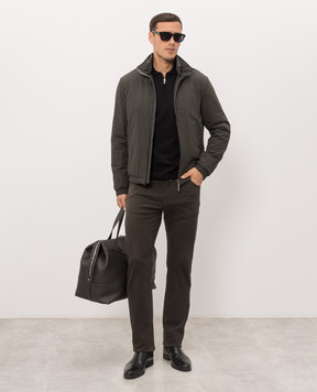 Kiton Brown jeans with logo patch UPNJSK0100L
