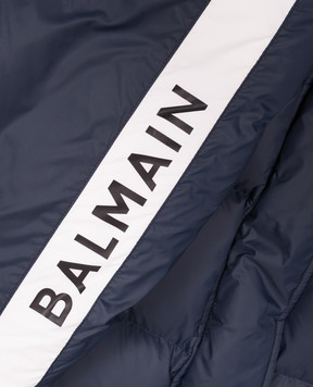 Balmain Children's blue down jacket with logo print BZ2I20N03721214