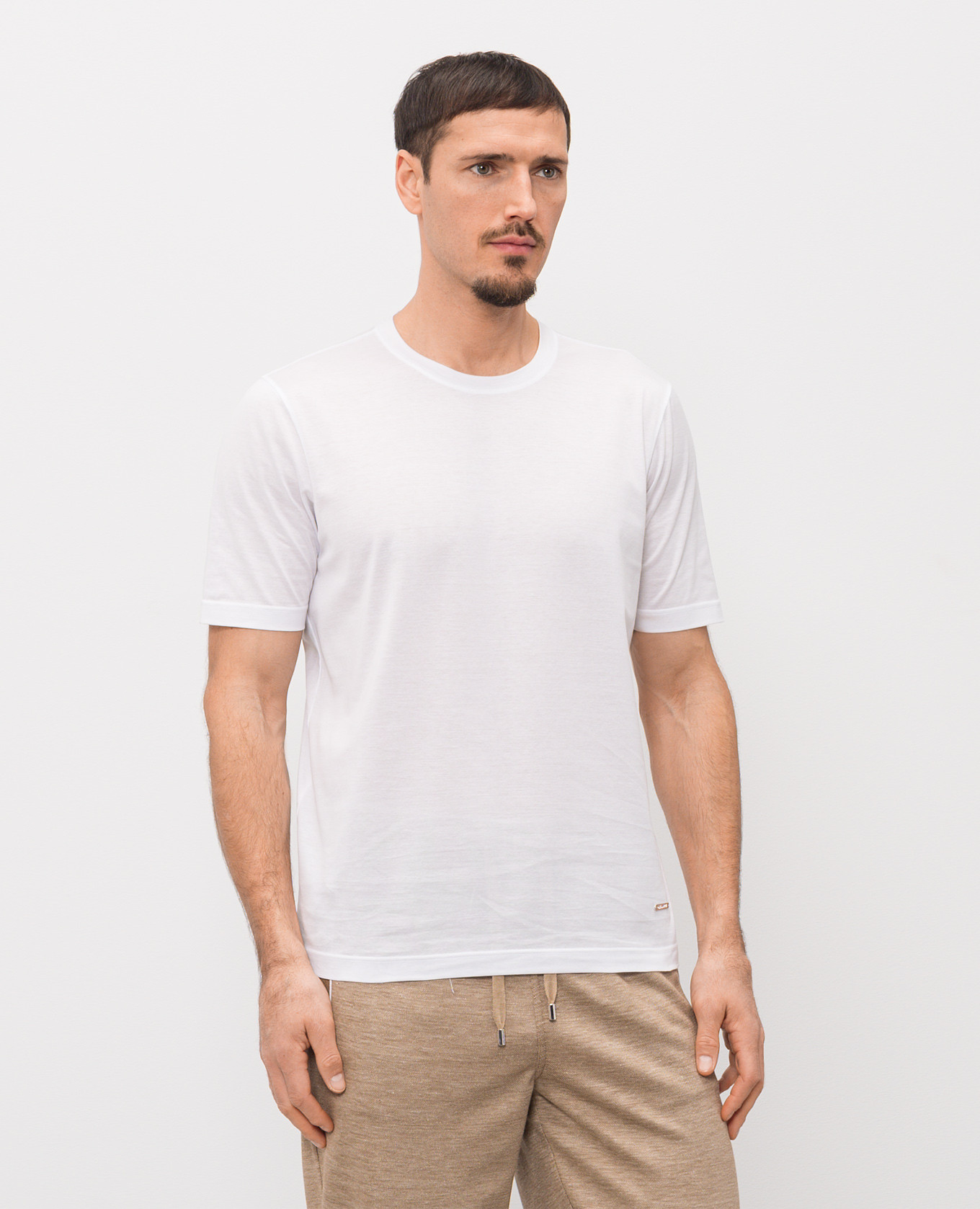 

White T-shirt with logo patch Enrico Mandelli