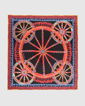Dolce&Gabbana Black silk scarf with branded print Carretto FN090RGDDU5