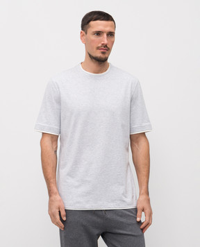 Brunello Cucinelli Grey melange straight-cut T-shirt M0B137427