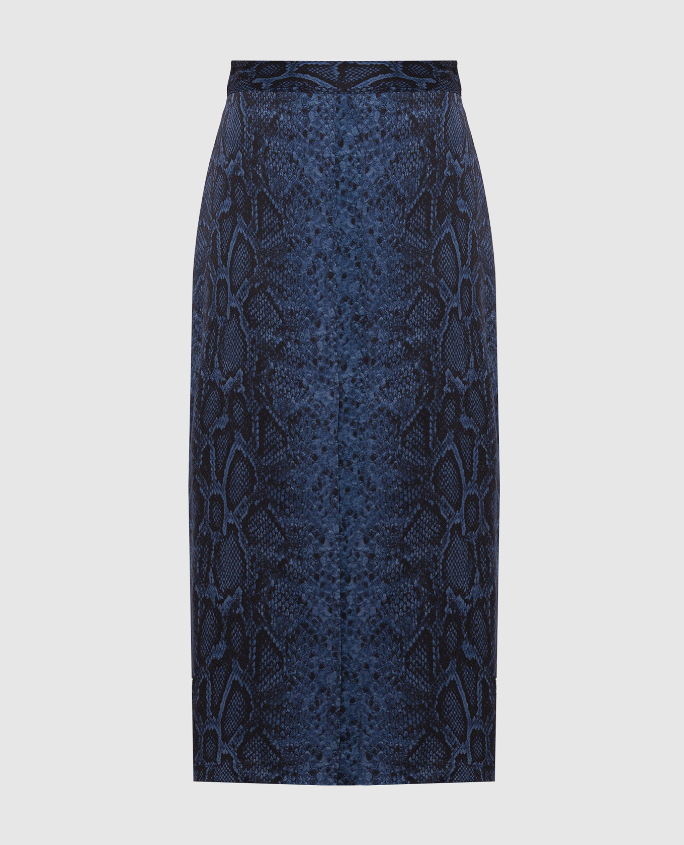 Blue skirt with reptile leather print