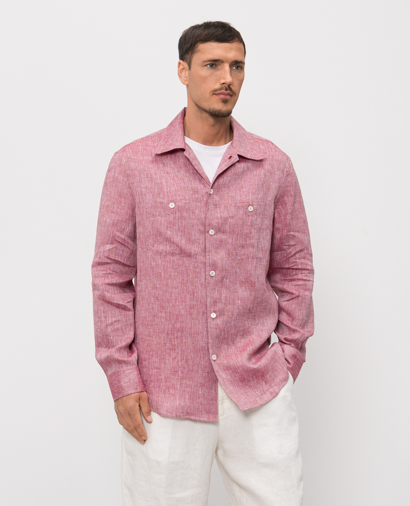 Burgundy linen shirt Brunello Cucinelli 3