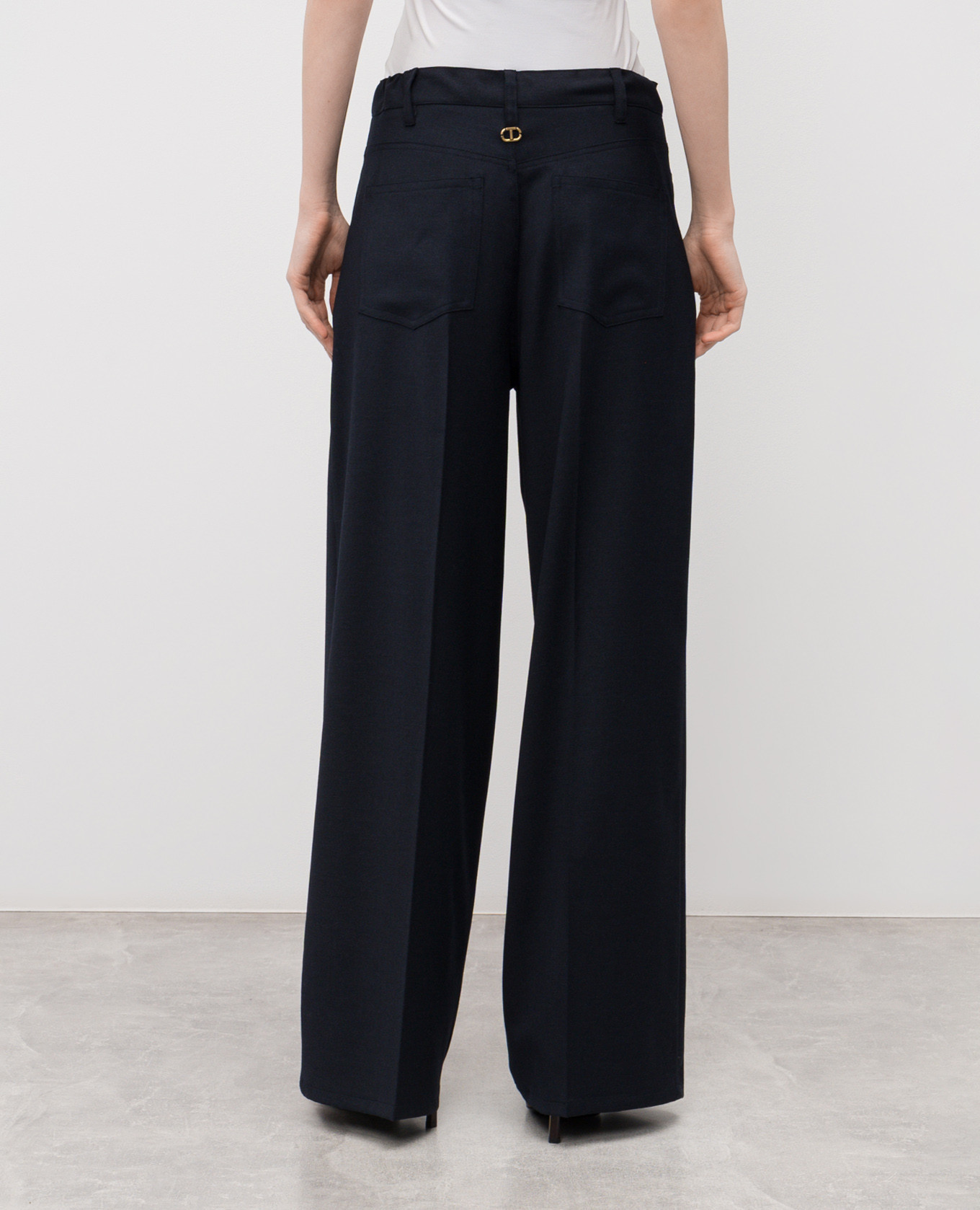 Blue pants with logo print Twinset 4