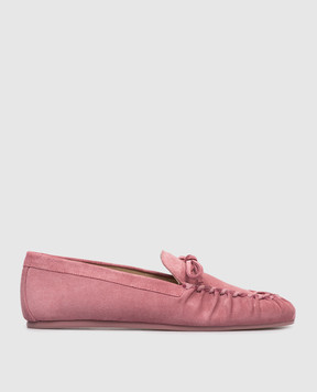 Stuart Weitzman Pink suede Britt loafers SM414