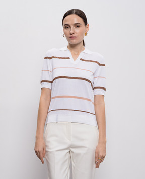 Peserico White striped polo with lurex A99092F149173M
