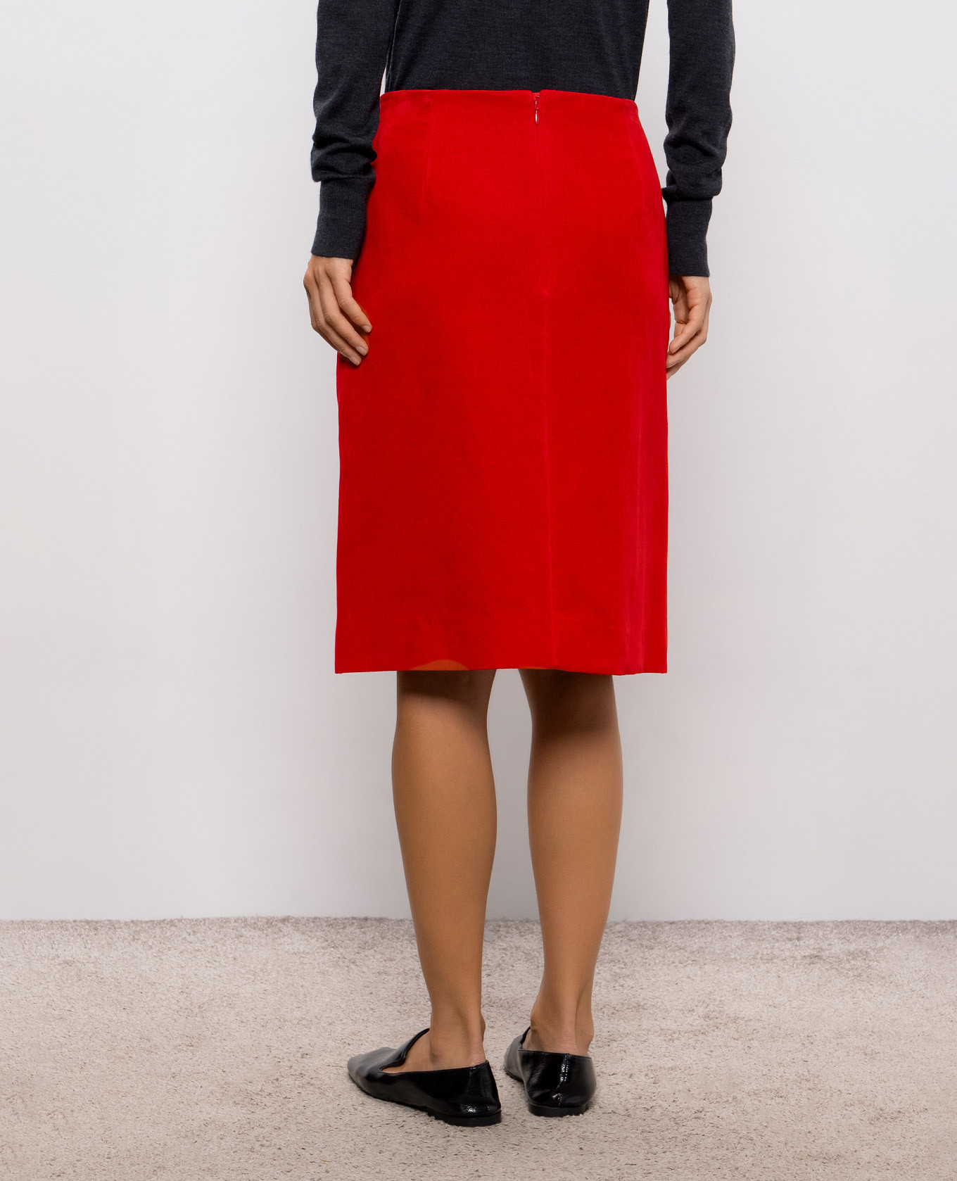 Red velvet skirt Jil Sander 4
