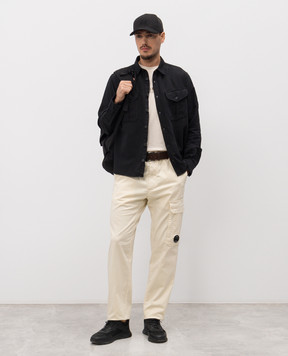 C.P. Company Black linen shirt with patch MSH082A110626G