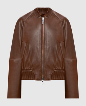 Max Mara Sportmax Brown leather bomber jacket AMOUR SPXAMOUR