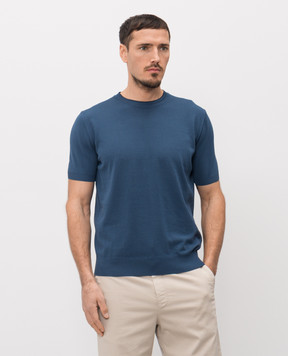Canali Blue cotton T-shirt MK02460C1161