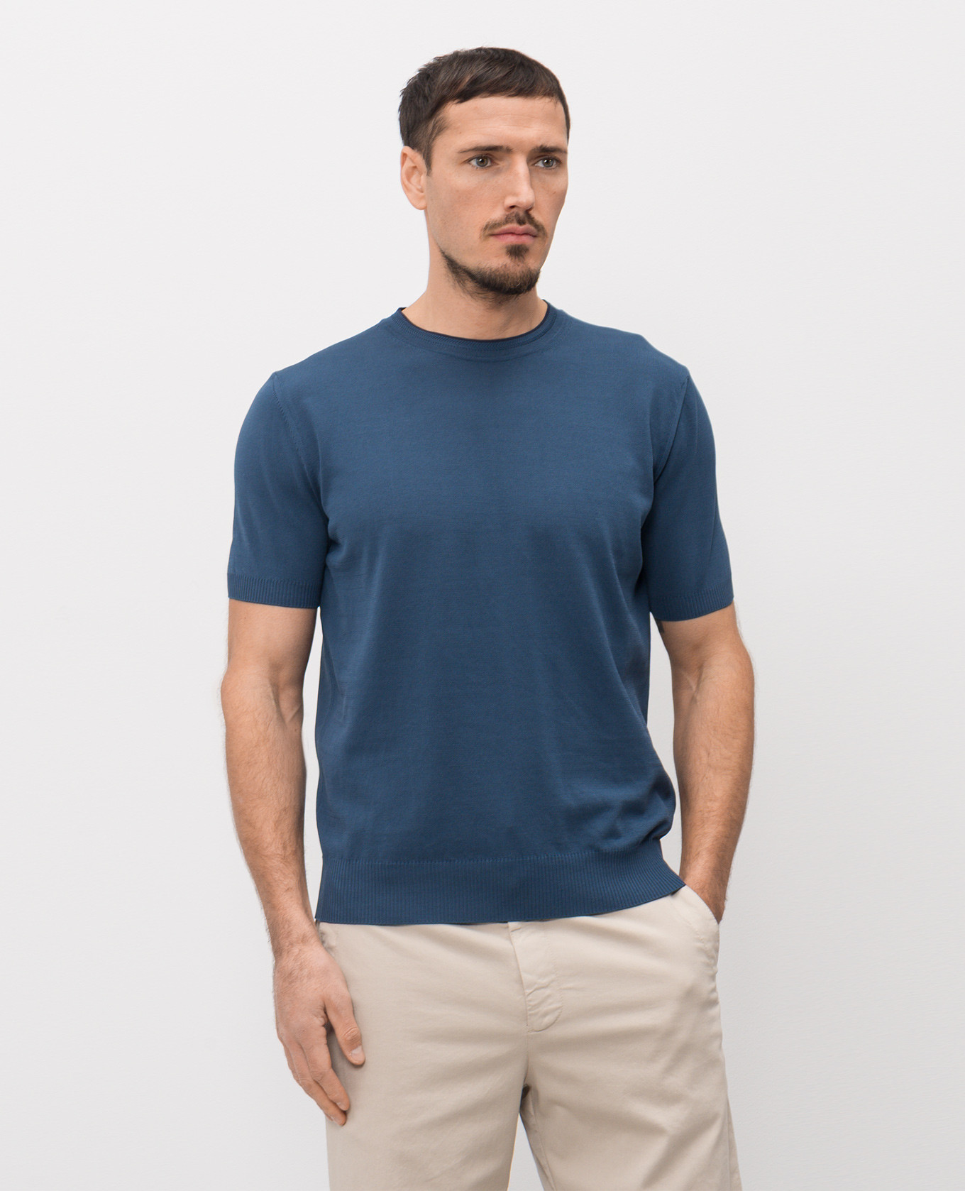 Blue cotton T-shirt Canali 3